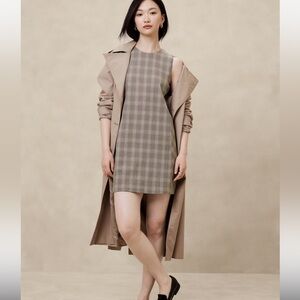 BR Plaid Shift Midi Sleeveless Dress